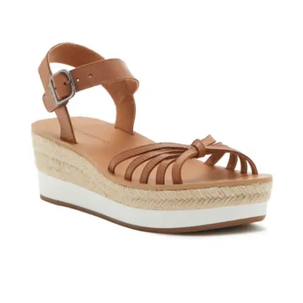NIB Lucky Brand Juniffer Platform Wedge Sandal Latte sz 8.5